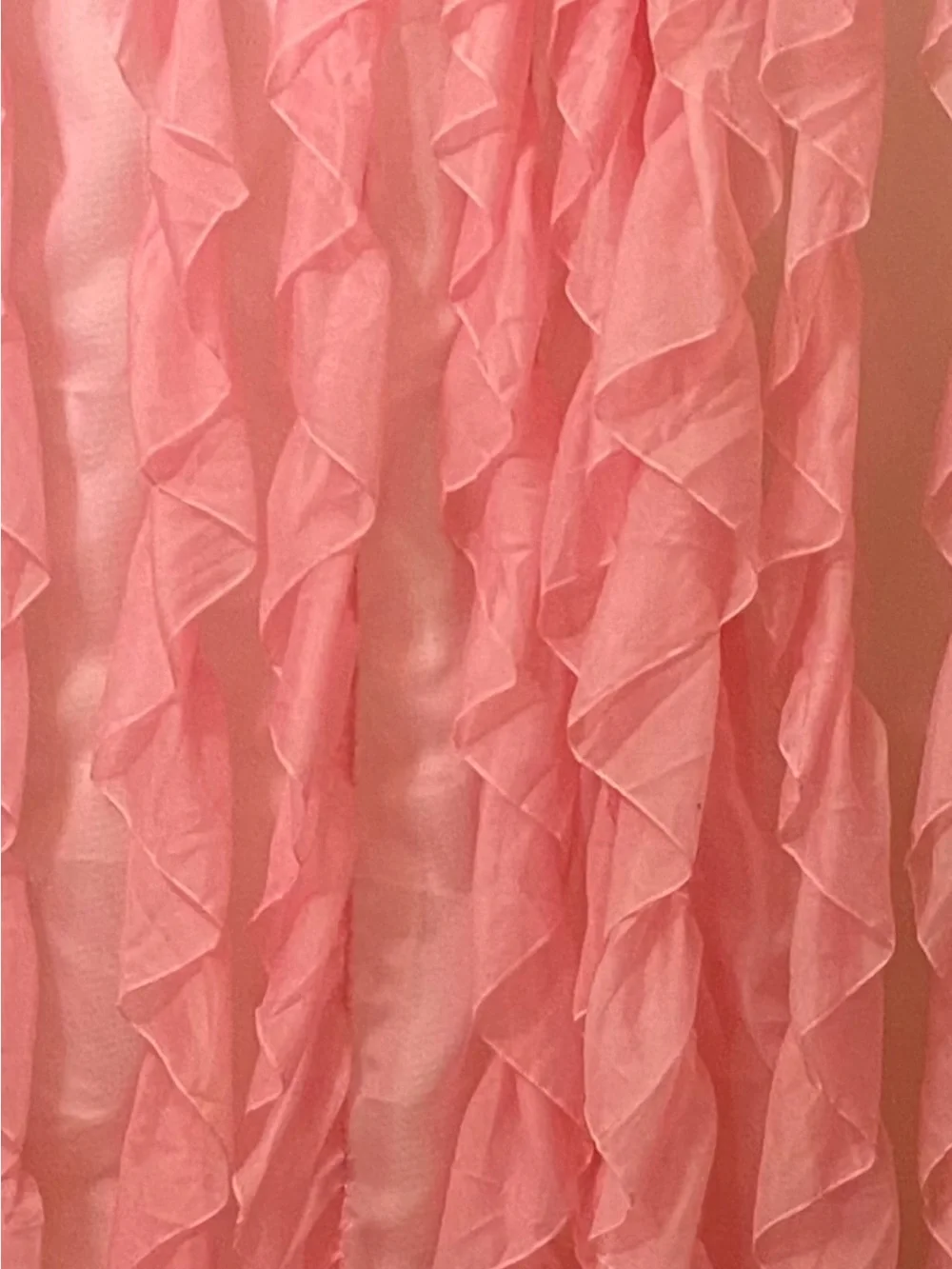 Ruffled Pink Shower Curtain Panel - Soft Decorative Bath Accent
